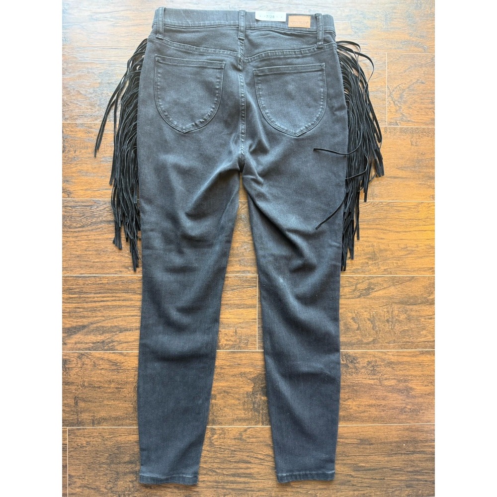 Judy Blue Black Fringe Hips Skinny Jeans High Waist Western Boho Stretch 7/28 - Picture 5 of 8